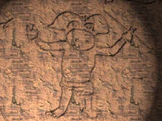 Шаман надел маску свиньи и перчатки из копыт для 
совершения ритуального танца. Изображение из т. н. "алтаря" пещеры Монт-Кошон